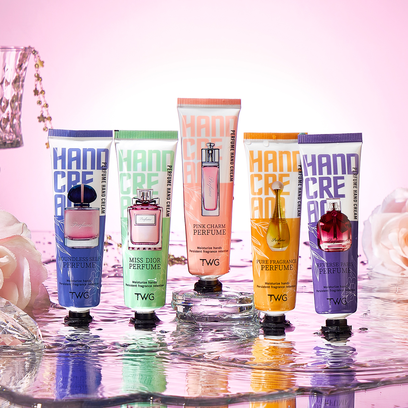 Coffret de 5 crèmes pour les mains parfumées